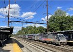 Eastbound NJ Transit Train # 3864 heads out of Metuchen Station-ALP-46 # 4635 pushes a Multilevel Set